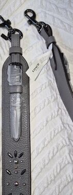 COACH Heather Gray Crossbody Shoulder Leather Strap With Prairie Rivets